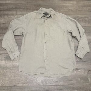 Banana Republic Mens 100% Irish Linen Long Sleeve Shirt Taupe Size Large